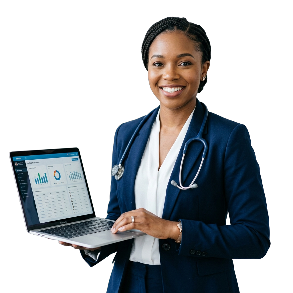 Doctor managing clinic with aNquest+ EMR